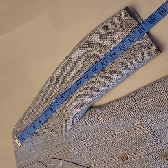 NWOT VTG Giovanni Bellini Grey Mutli Colored Plaid Wool 3/4 Sleeved Blazer - Picture 5 of 12
